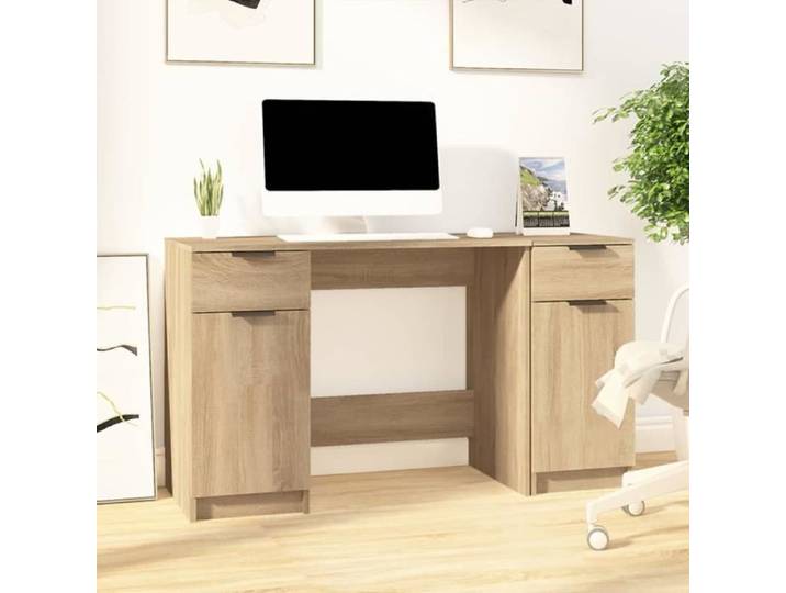 Bureau - ALOMEJOR - LeDivil - Chêne sonoma - Bois d'ingénierie - 100x50 cm