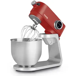 H.Koenig KM124 Küchenmaschine, professionell, multifunktionell, 5 l, Edelstahl, Mattrot, leistungsstark 800 W, Knetmaschine, 8 Geschwindigkeitsstufen