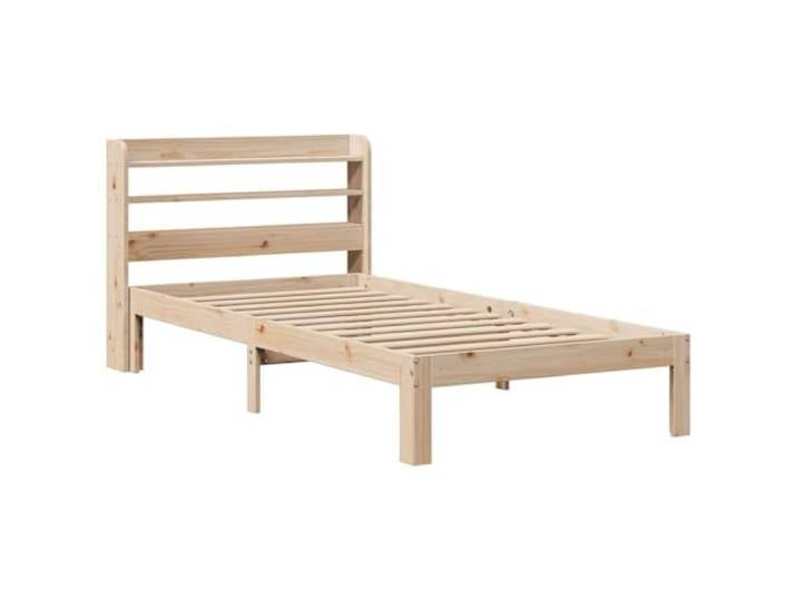 KTHLBRH Bettgestell mit Kopfteil 90 x 200 cm aus massivem Kiefernholz Lattenrost aus Sperrholz, 2 Einlegeböden, selbsttragendes Kopfteil, Bettgestell