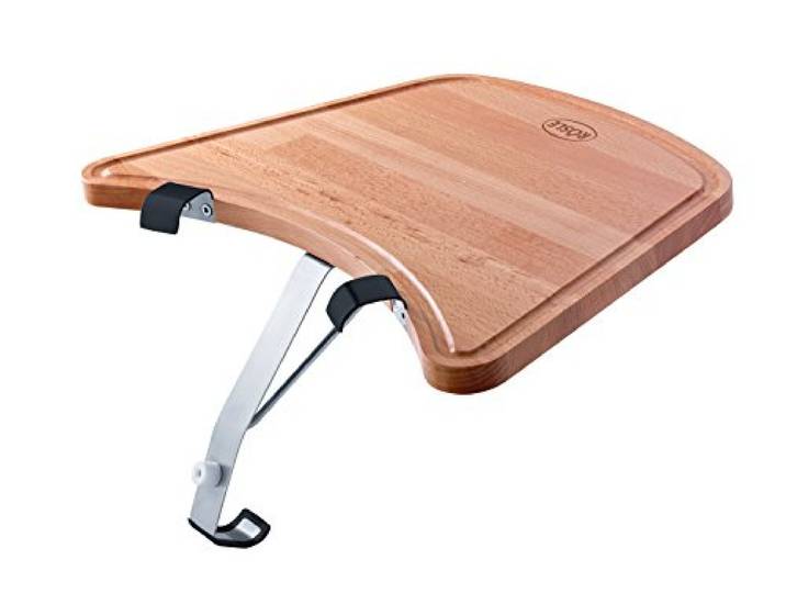 RÖSLE Ablagetisch Kugelgrill, Hochwertiger Buchenholztisch mit Saftrille zum Anhängen an den RÖSLE Kohlegrill No.1 F50 AIR/F60 AIR/G60 Braun