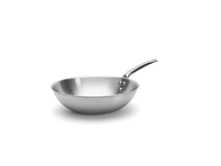 DE BUYER - Wok en inox 3 couches ALCHIMY - 32 cm Fabriqué en France\, Maîtrise de la Cuisson\, Inox 18/10\, Tous Feux + Four\, Finition Poli Brossé