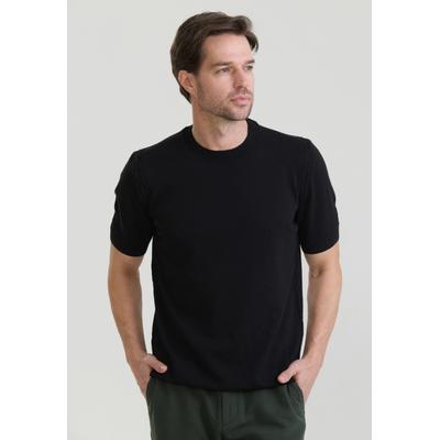 T-Shirt FELIX HARDY "Basic-Strick-T-Shirt mit Rundhalsausschnitt", Herren, Gr. XL, schwarz, 100% Baumwolle, Shirts T-Shirt