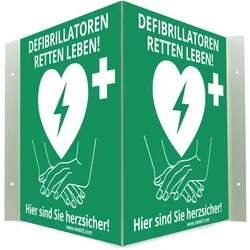 MEDX5 Defibrillator AED-Standort-Winkelschild, nachleuchtend, 20 cm x 20 cm