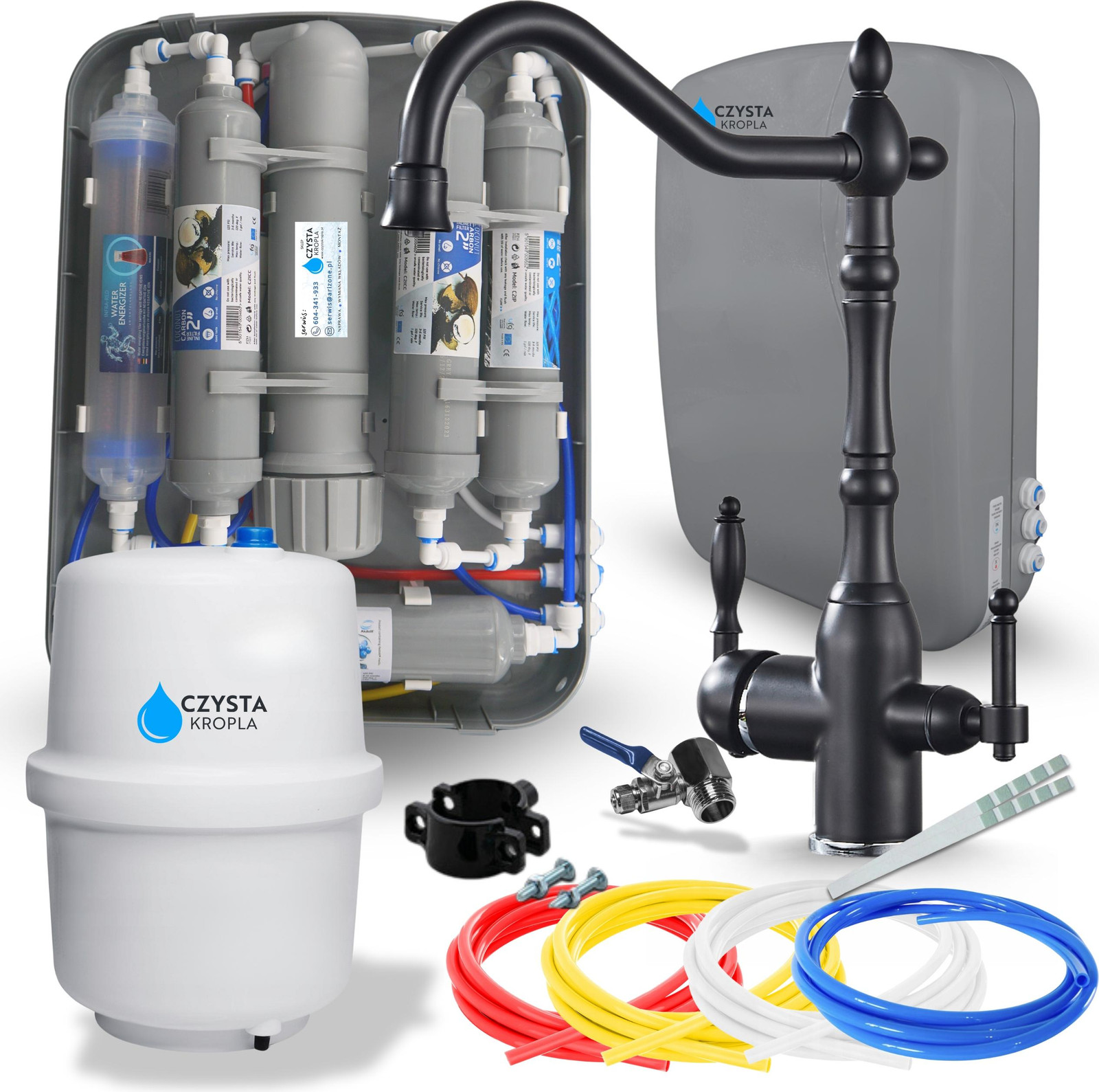 ARI RO7 Slim Ari Retro Waterfilter onder de gootsteen, 7-traps omgekeerde osmose, 75 GPD, mineralisatie, zwart mat