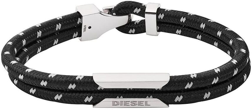 Bracelet Diesel En Métal Blanc Et Nylon Bicolore Homme