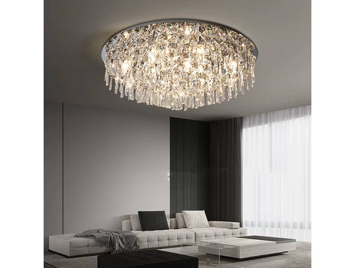 Décoration de pièce moderne lustre de plafond en cristal argent or Led Dimmable luxe appareil ménager luminaire de luxe