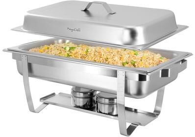 MegaChef 9.5 Quart Stackable Stainless Steel Professional Chafing Dish/Food Warmer/Buffet Server Serving Dish