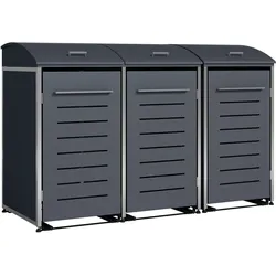 Mülltonnenbox KIEL 211x83x136cm für 3x Tonne 120 und 240 Liter, Stahl anthrazit + Edelstahl