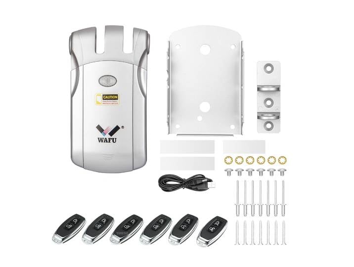 Wafu 019 serrure de porte télécommande serrure intelligente 6 télécommandes serrures invisibles serrures de porte sans clé sans fil serrure Dealbolt