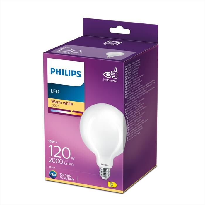 Philips Led Lampadina 13w 120w E27 Luce Bianca Calda