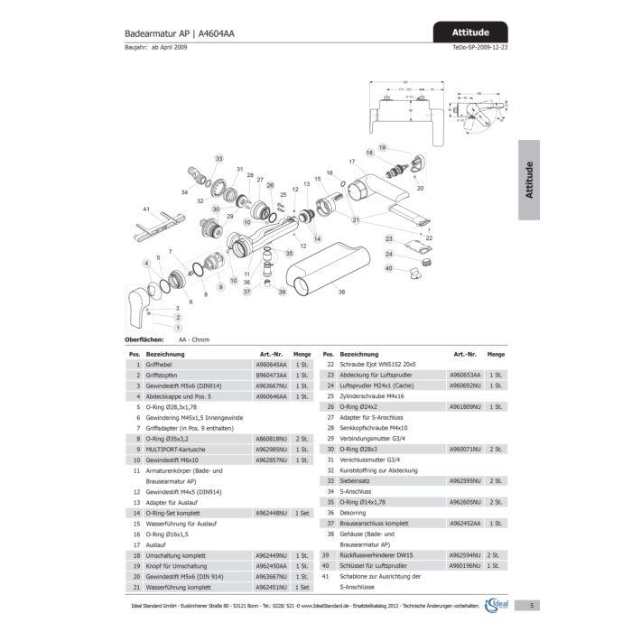 Ideal Standard Design-Zugknopf M4 ATTITUDE, Bade AP, A962450AA Chrom