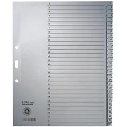 Leitz, Ordner Zubehör, Ordnerregister 1231 Vollformat, Überbreite 1-31 grau 31-teilig, 10 Satz