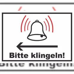 HB-Druck Bitte klingeln Richtungspfeil links Schild A1 (594x841mm)