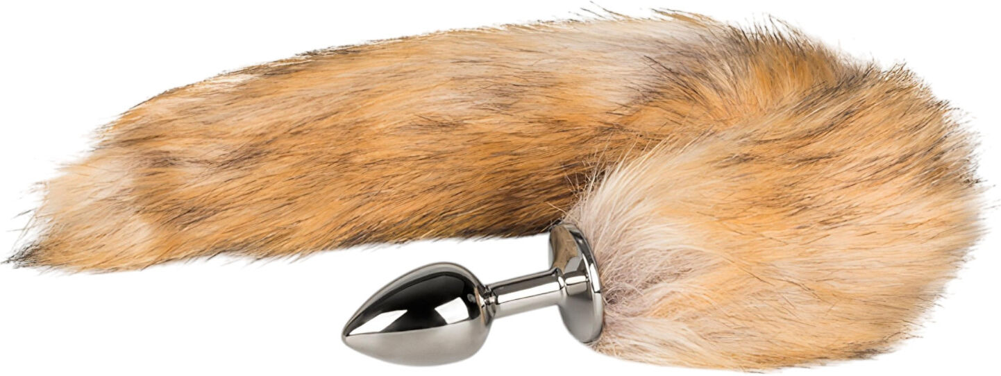 EasyToys Fox No.1 - metal anal plug with fox tail (silver-red)