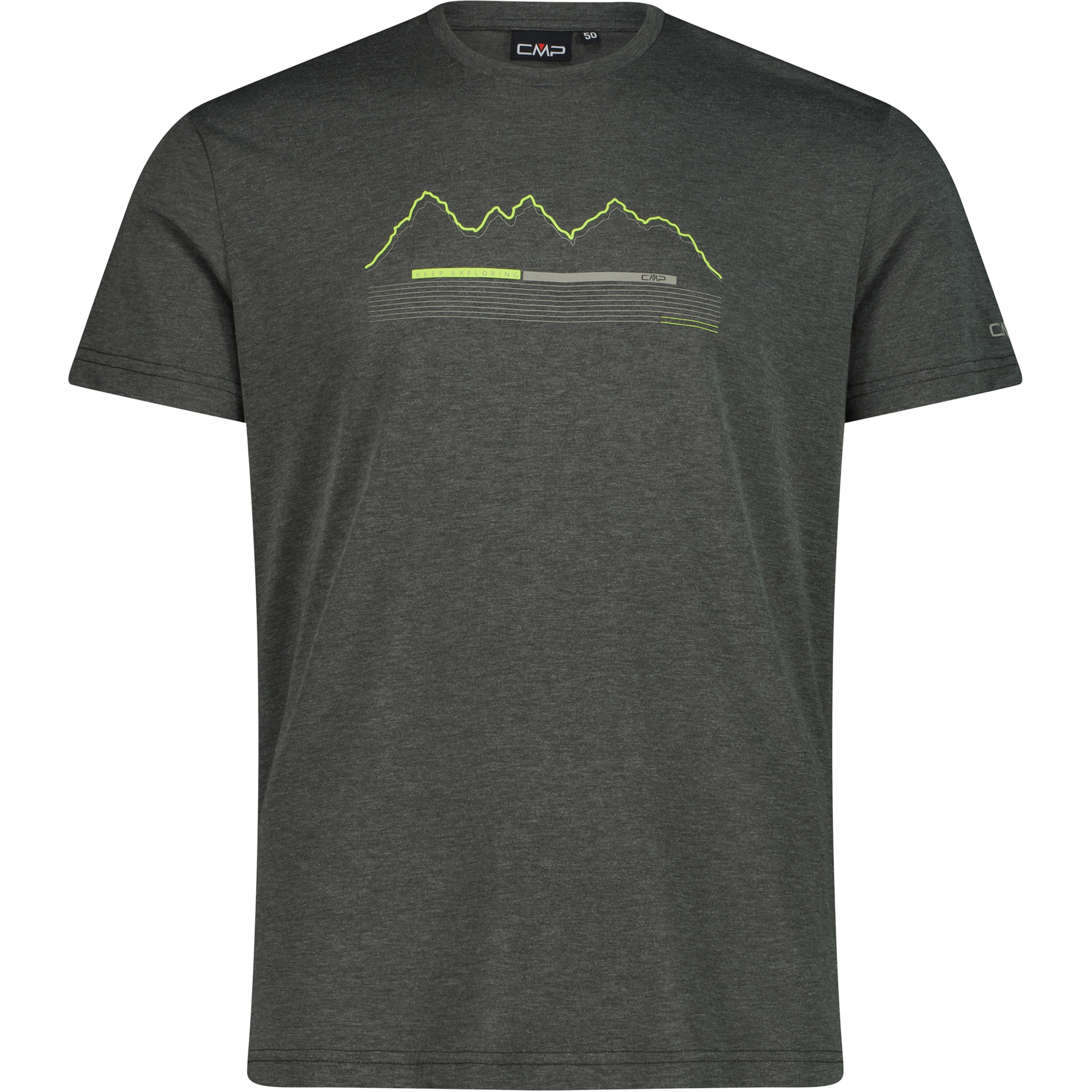 CMP Cotton Print Herren T-Shirts grau Größe S Trekking Geruchsneutralisierend
