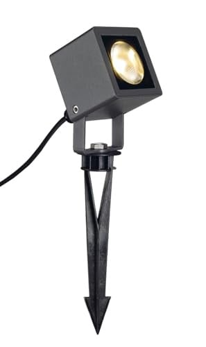 SLV Nautilus Square LED tuinspot met grondpen, antraciet/grijs, IP65, 8.5W, 620lm, warm wit