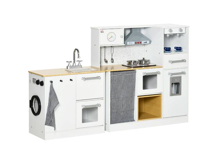 Homcom Cuisine jouet en bois pour enfants +3 ans avec lumière et sons