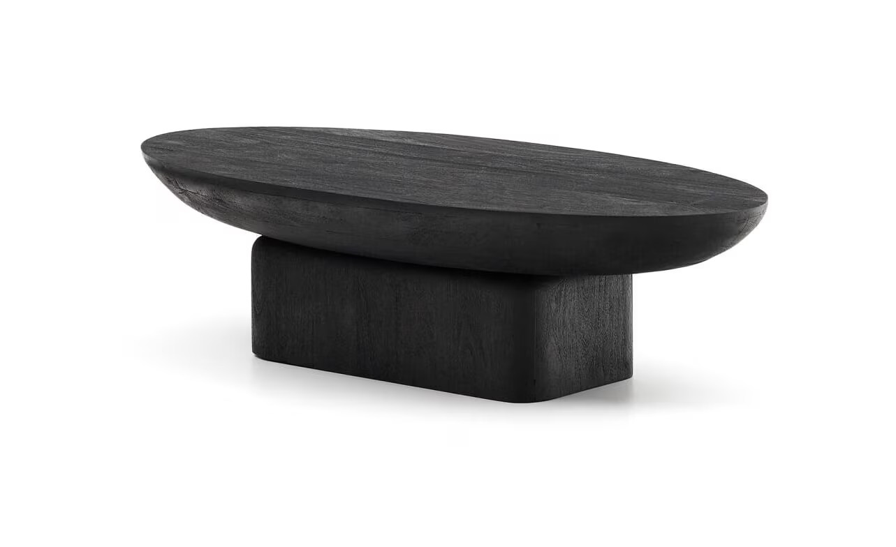 Kave Home Ovak Ovale Salontafel van Acaciahout - Zwart - B: 140 cm, D: 70 cm