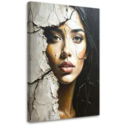 WANDBILD, Gesicht einer Frau Beton Glamour