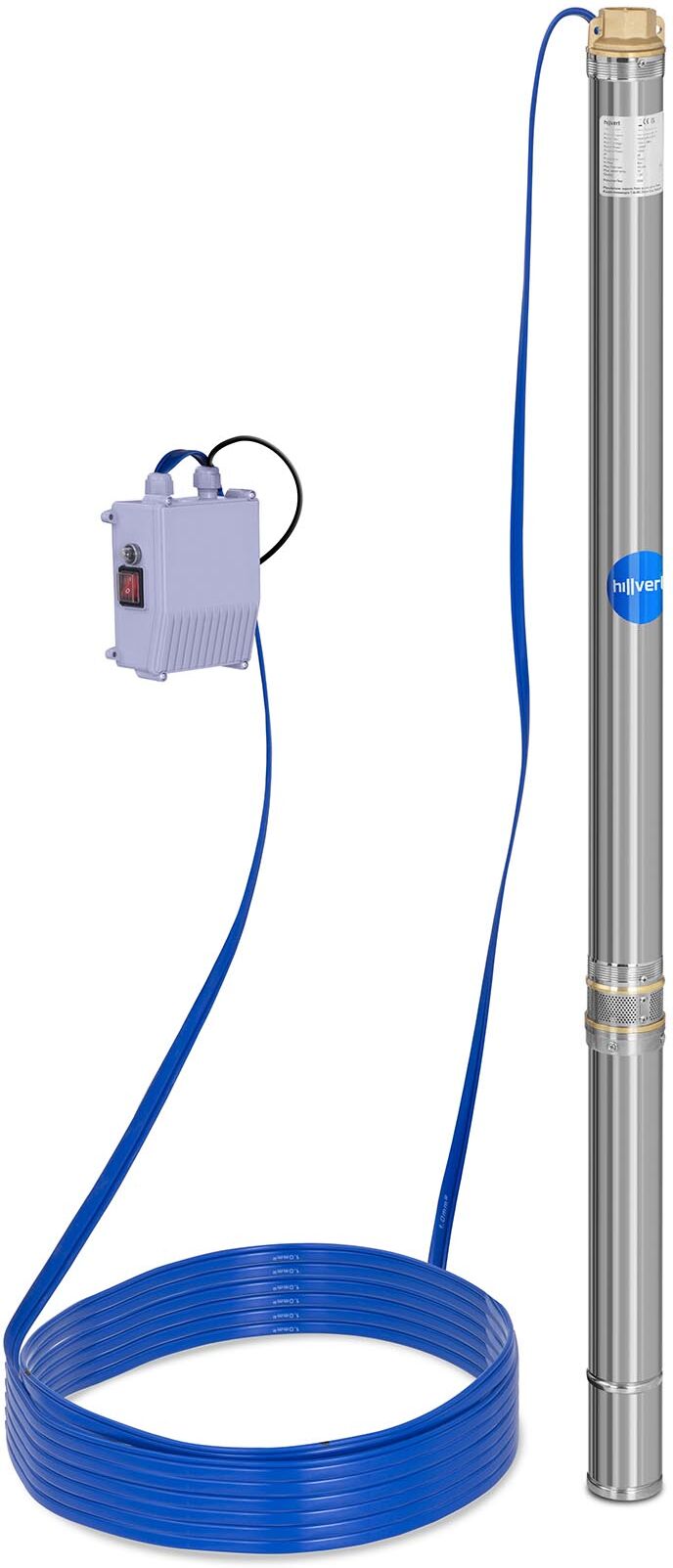 hillvert Submersible Pump -70 mm / 2,75'' - 3800 l/h - 750 W - 20 m cable - 85 m lift - stainless steel MSW-SPP32-075