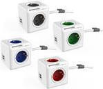 Allocacoc PowerCube Extended USB stekkerdoos met 1,5 meter kabel, Type F, Rood/Wit