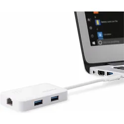 edimax Eu-4308 (USB-C, 4 Ports), Dockingstation + USB Hub, Weiss