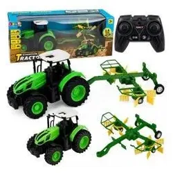 Lean Toys Traktor mit Rechen, ferngesteuert, Massstab 1:24