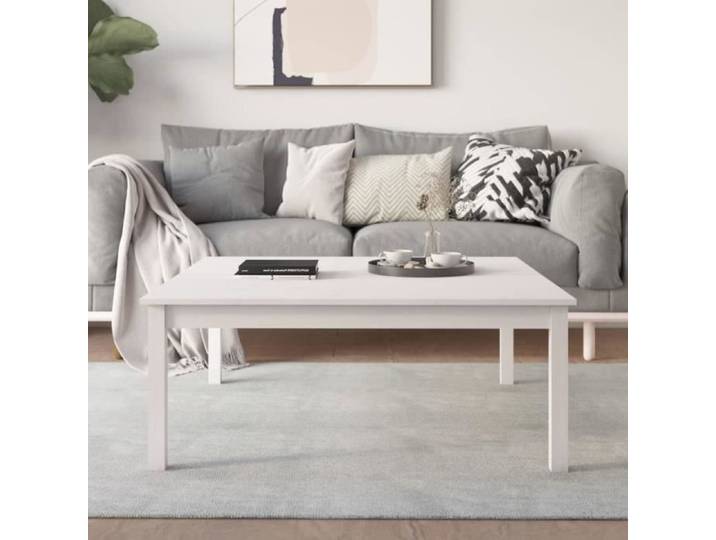 Table basse - TBEST - HOP814290 - Bois massif - Blanc - Carré
