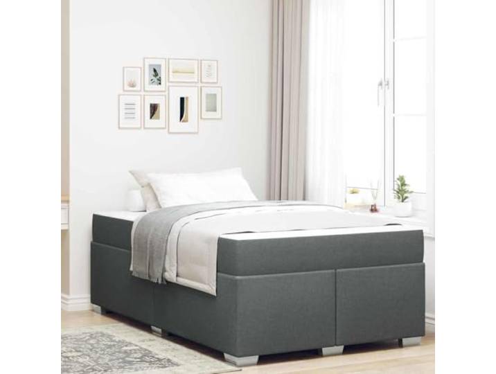 Atmungsaktiver Stoff Holzwerkstoff Modernes Design Schlafzimmer Bettgestell Bettrahmen mit Matratze Dunkelgrau 120x190 cm Stoff Bettgestell mit Taschenfederkernmatratze Modernes Doppelbett Stabil bis