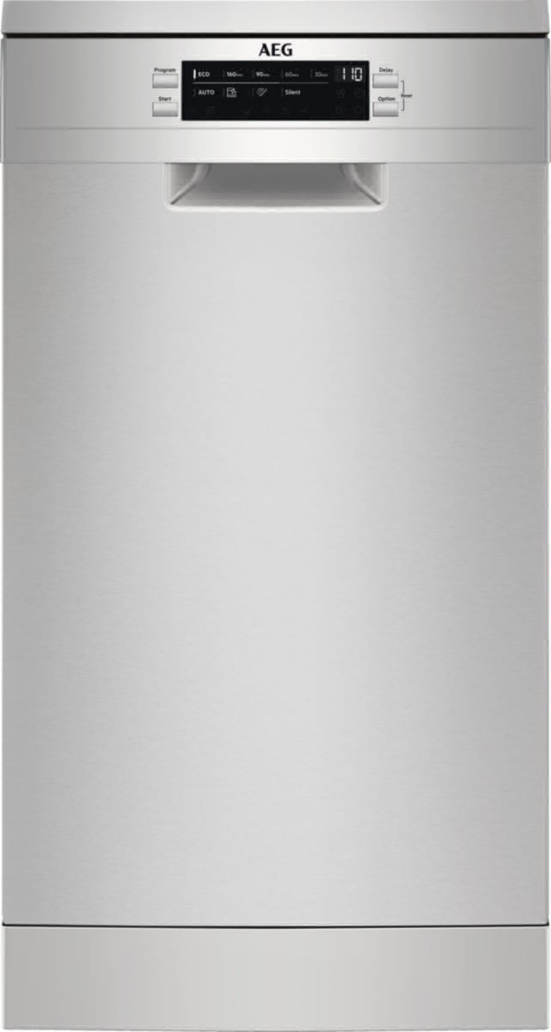 AEG FFB73527ZM, Freistehend, Single (45 cm breit), Edelstahl, Schwarz, Tasten, LED