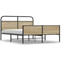 vidaXL Metallbett ohne Matratze Räuchereiche 180x200 cm
