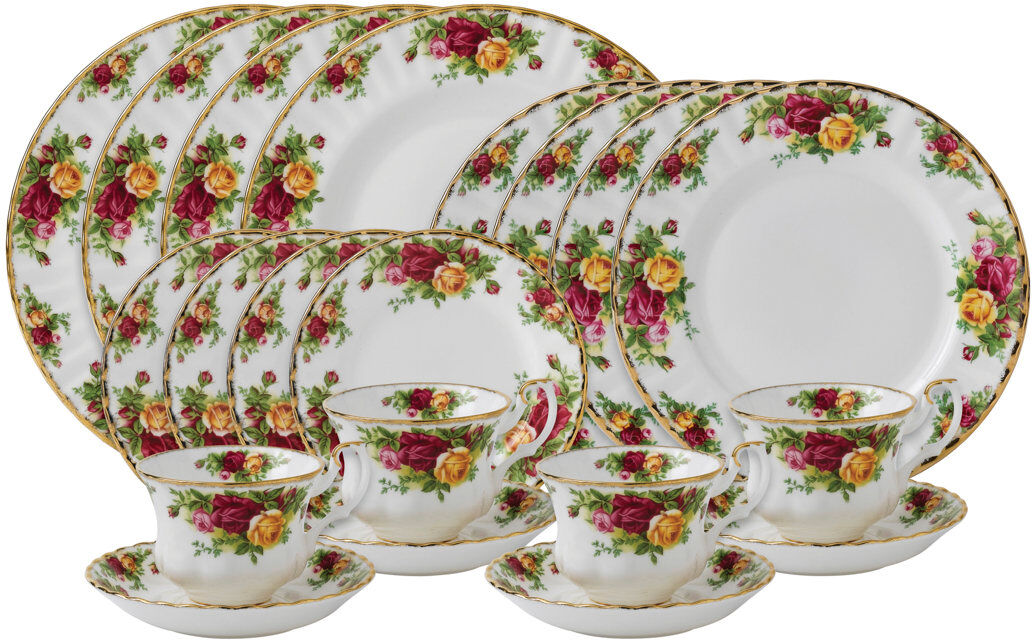 Royal Albert, Old Country Roses - 20 Piece Dinnerware Set, Service for 4 Pink;Red 20