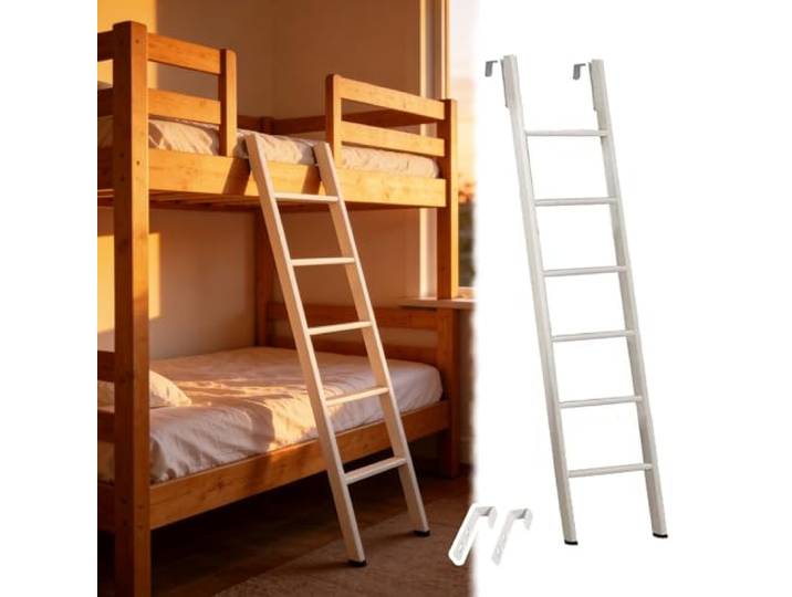 Hochbett Leiter Leiter für Etagenbetten (Zuhause, Studentenwohnheim), Verstellbare Metallleiter mit Haken für Wohnmobile, Ersatzstufe (kurz), 116/130/140/150/160/170/180/185 cm(175cm/69 )