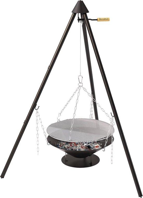 Portable Holzkorb-Grill mit Trageeimer - 60x60x166cm