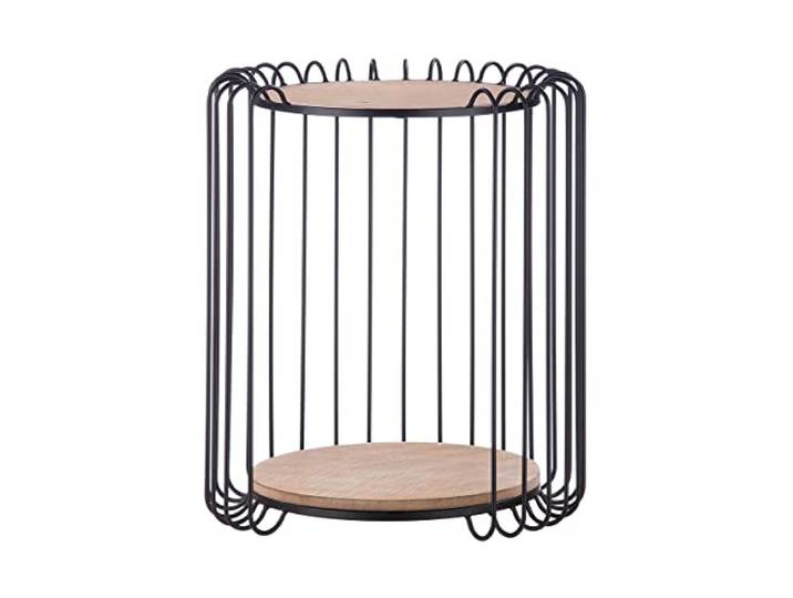 Casablanca runder Beistelltisch - Kleiner Couchtisch aus Metall mit 2 Holzplatten - Aufbewahrung Ablagefläche - Ø 39/44 cm Höhe 51,5 cm