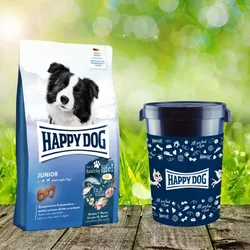 Happy Dog fit & vital Junior 10 kg + Happy Dog Futtertonne 43 Liter *geschenkt*