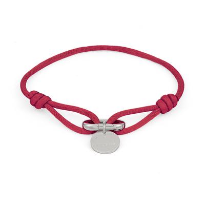 Armband COPENHAGEN STUDIOS "Schmuck Geschenk Edelstahl Armkette Fabric Link", rot (edelstahlfarben), Armbänder, Damen, 21cm, Edelstahl Nylon, Edelstahl, Nylon, Armband