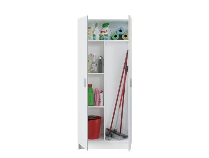 LOUNGITUDE - Armoire Rangement 2 Portes L73 x H108 cm - Blanc