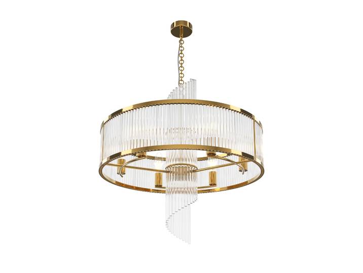 Maytoni Lampe à suspendre Lustre rond or transparent 6xE14 60W Salon