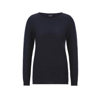 Rundhalspullover GOLDNER "Kurzgröße Strickpullover mit U-Boot-Ausschnitt", Damen, Gr. 23, blau (marine), Obermaterial: 70% Polyacryl PAN. 30% Schurwolle WV., figurumspielend, U-Boot-Ausschnitt, Gerade, Pullover Rundhalspullover, rollbündchen am...