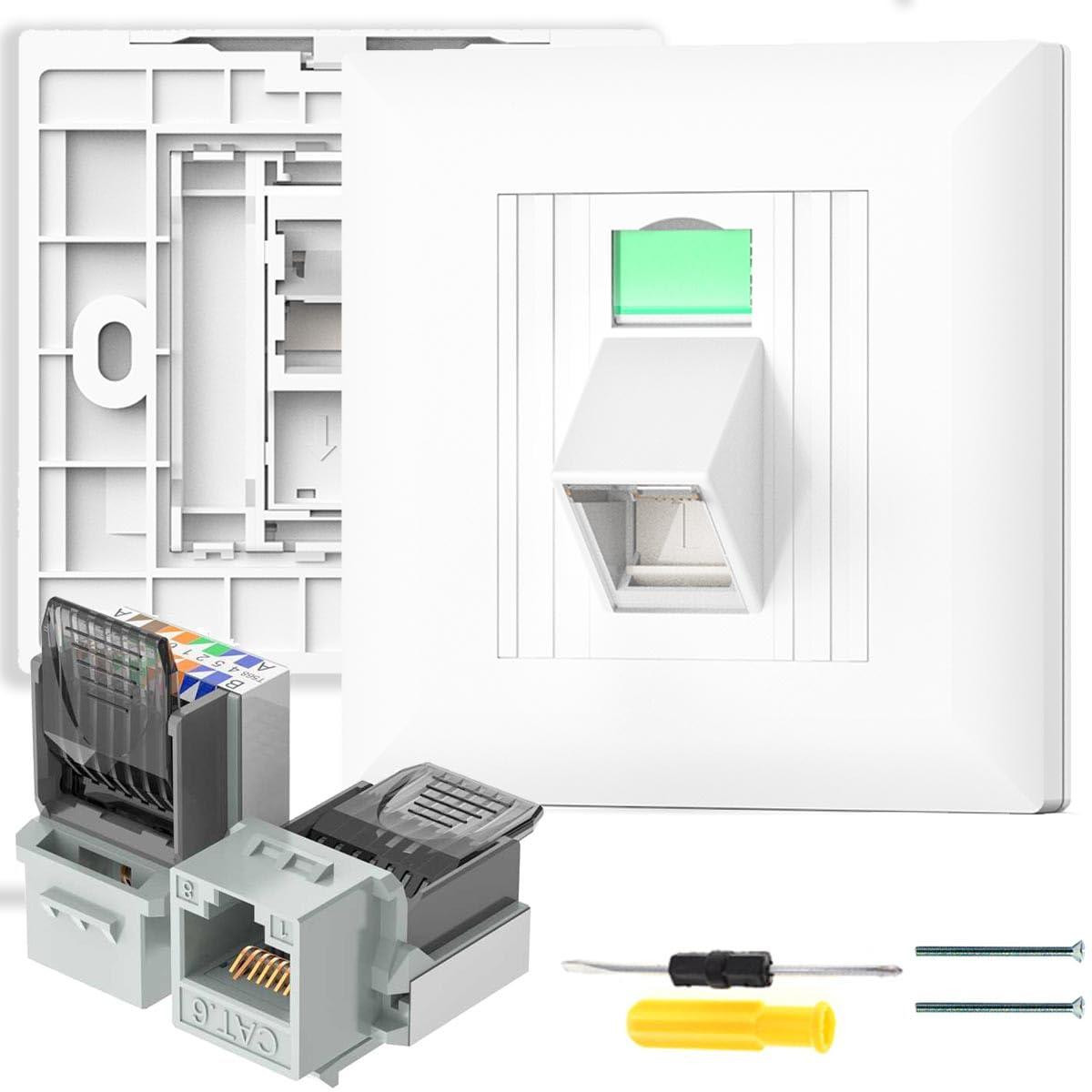 Selius 2 stuks RJ45 Socket Cat6 Ethernet wandcontactdoos - Gigabit netwerkplaat
