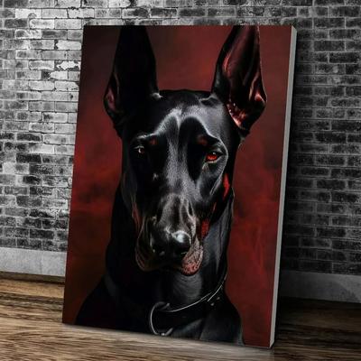 Uplifted Finds Noir Doberman & Muse Canvas Art   High Fidelity Cotton Portrait   Executive Studio & Modern Home Sanctuary Decor 1 15 X 20 Cm Frameless