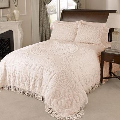 Beatrice Home Fashions/Bed Chenille Medallion Bedspread, Queen, Apricot