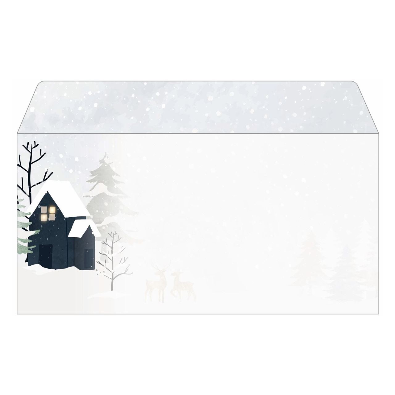 SIGEL 25 Weihnachtsbriefumschläge Cozy Christmas DIN lang ohne Fenster
