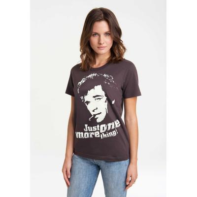 T-Shirt LOGOSHIRT "Columbo - Just One More Thing", Damen, Gr. XS, grau (dunkelgrau), 100% Baumwolle, unifarben, normal, Rundhals, Shirts T-Shirt, mit coolem Print