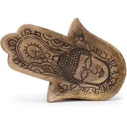 Long Tray 30x20.5x2.5cm - Hamsa Shape with  Buddha Black Engraved