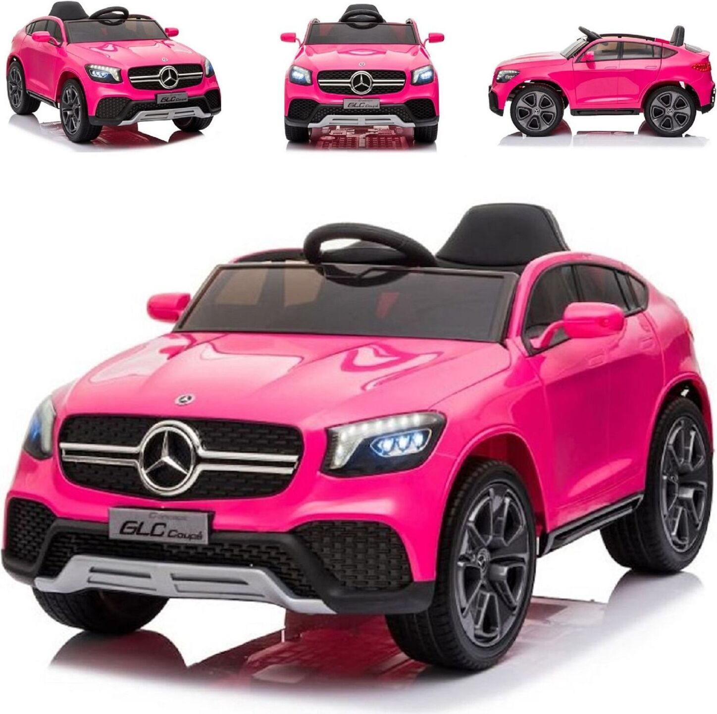 ES-Toys Kinder Elektroauto Mercedes GLC pink, Kunstledersitz, EVA-Reifen