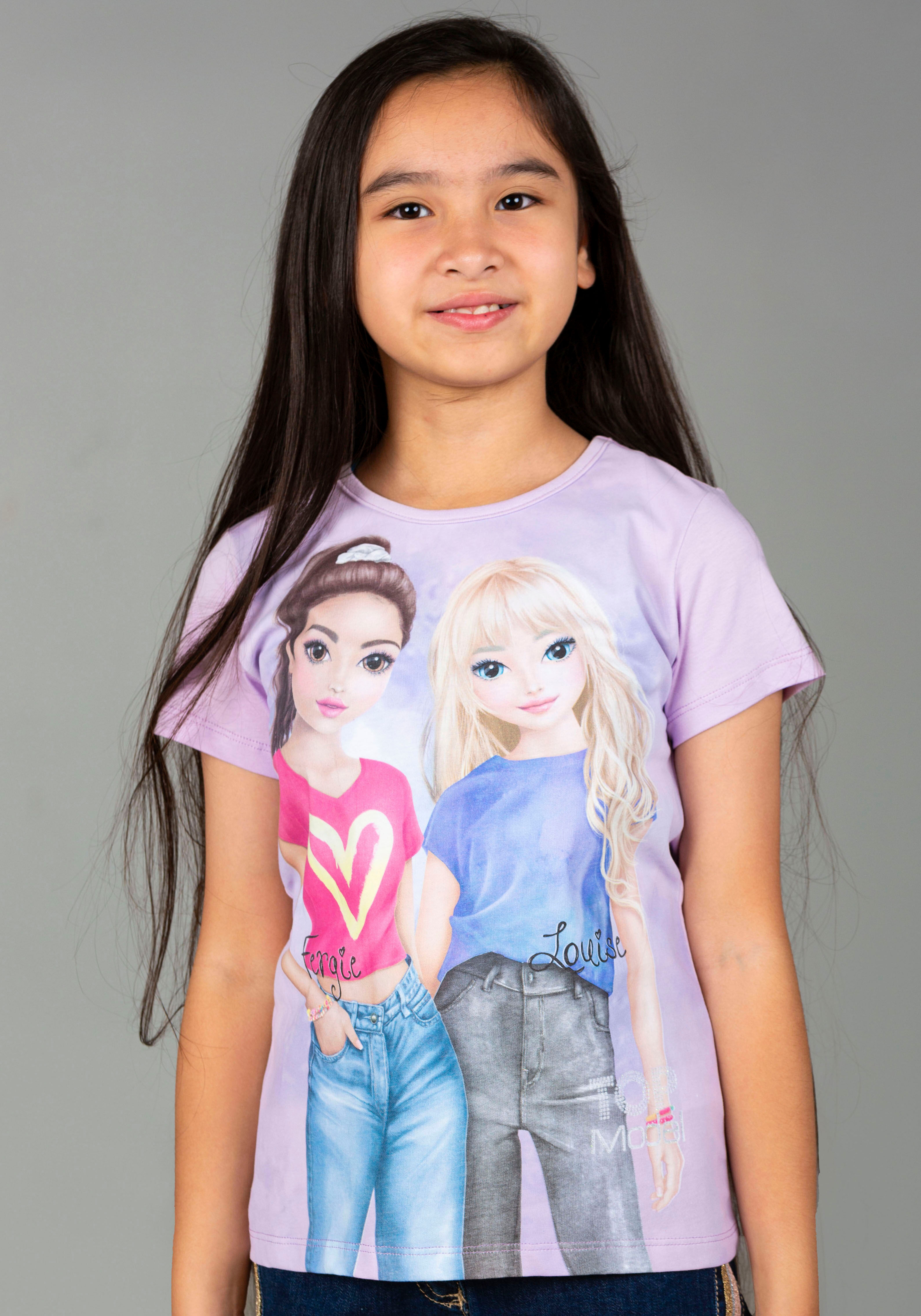 Kurzarmshirt TOPMODEL "TOPModel Kurzarmshirt", Mädchen, Gr. 164, lila (orchid bloom), Jersey, Obermaterial: 100% Baumwolle, bedruckt, Basic, regular fit normal, Rundhals, Shirts Kurzarmshirt, Baumwolle, regular fit orchid bloom 164