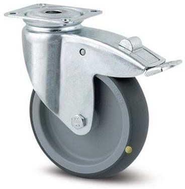 B2B Partner Antistatisches drehbares Armaturenrad TENTE mit Bremse, 75 mm, Scheibe, graues Gummi