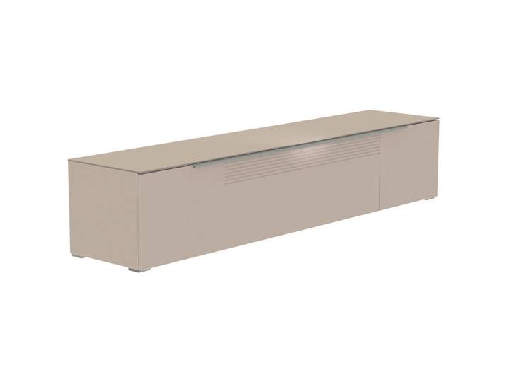Moderano Lowboard, Alu, Sand, Kunststoff, 3 Fächer, 210x43x45 cm, Beimöbel erhältlich, Abdeckplatte aus Glas, Wohnzimmer, Wohnwände, Lowboards